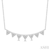 1/10 ctw Triangle Round Cut Diamond Geometric Necklace With Link Chain in 10K White Gold